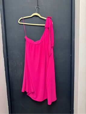 ODDY Hot Pink One-Shoulder Dress with Bow Detail